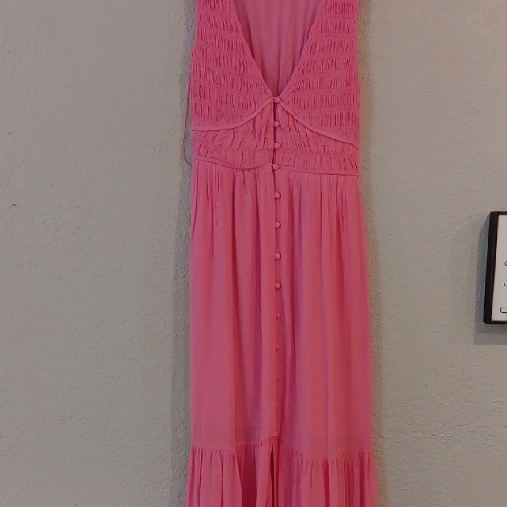 Promesa Pink Ruched MIDDLE Maxi Sundress SMALL